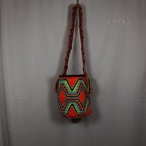 Handmade, Multicolored Wayuu Mochila Bucket Bag